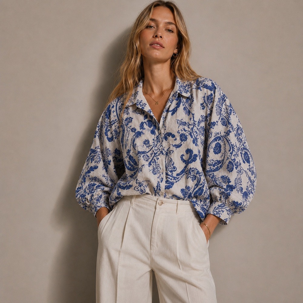 Maeve Anthropologie Flowy Voluminous Buttondown Shirt Sz XS Floral Paisley